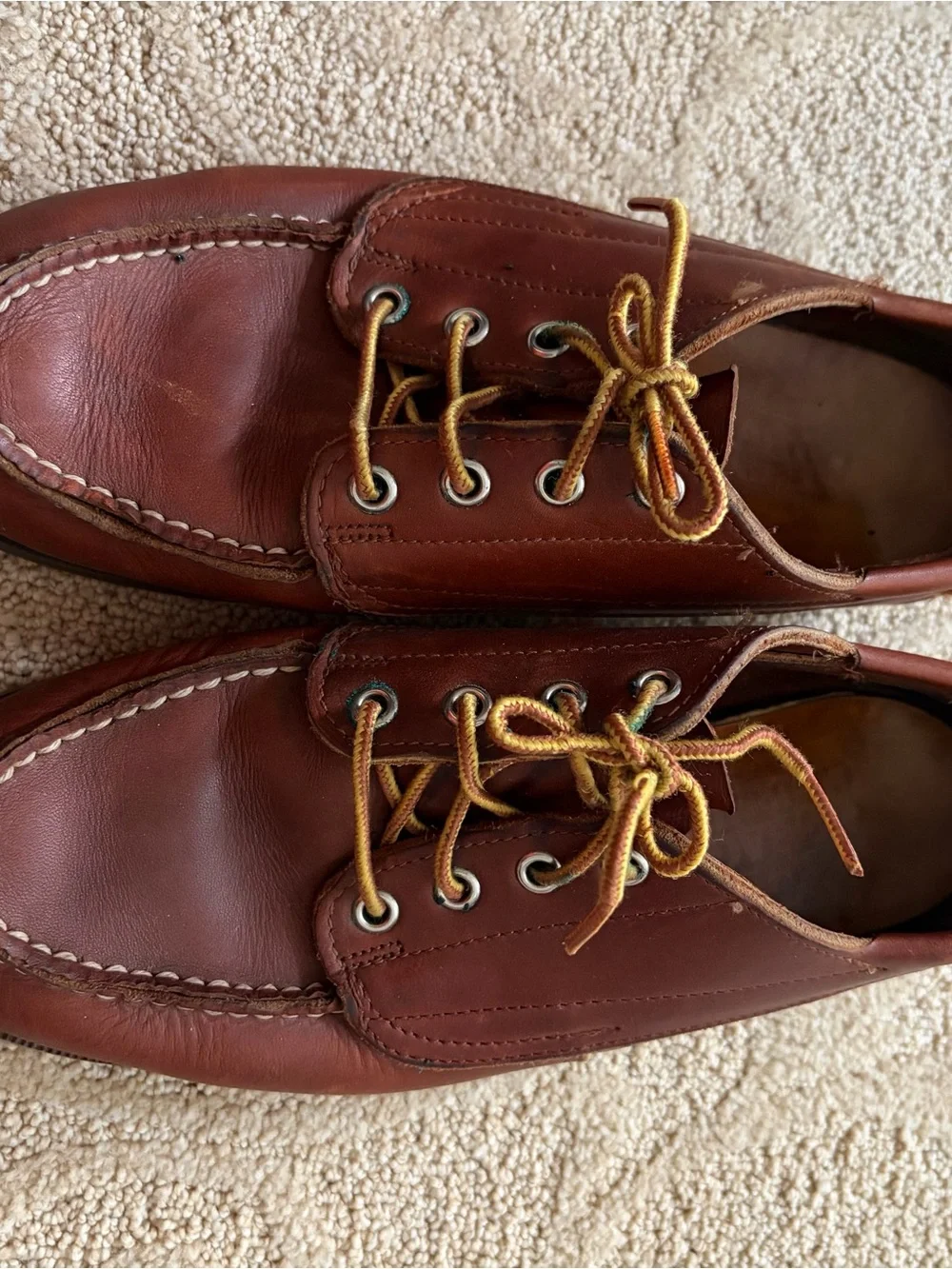 Sebago Men's Brown Leather Boat Shoes with Contrast Laces